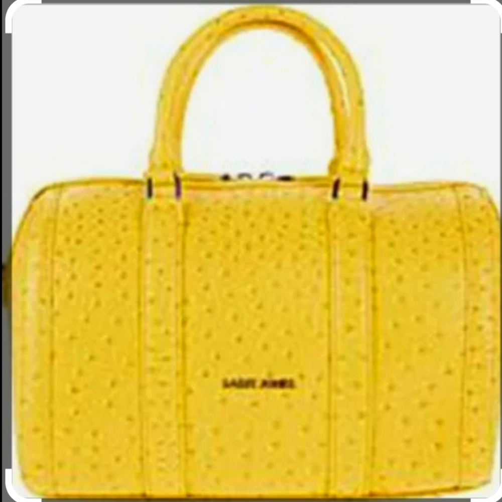 Sassy Jones Dottie Ostrich-Embossed Satchel Yellow NWT